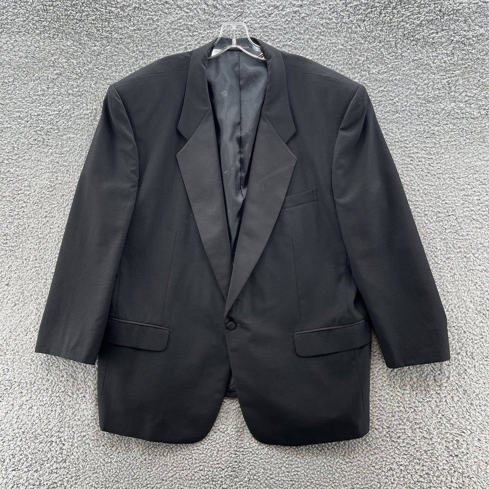 VTG Pierre Balmain Tuxedo Jacket Mens 48S Black Wool Single Breast One Button